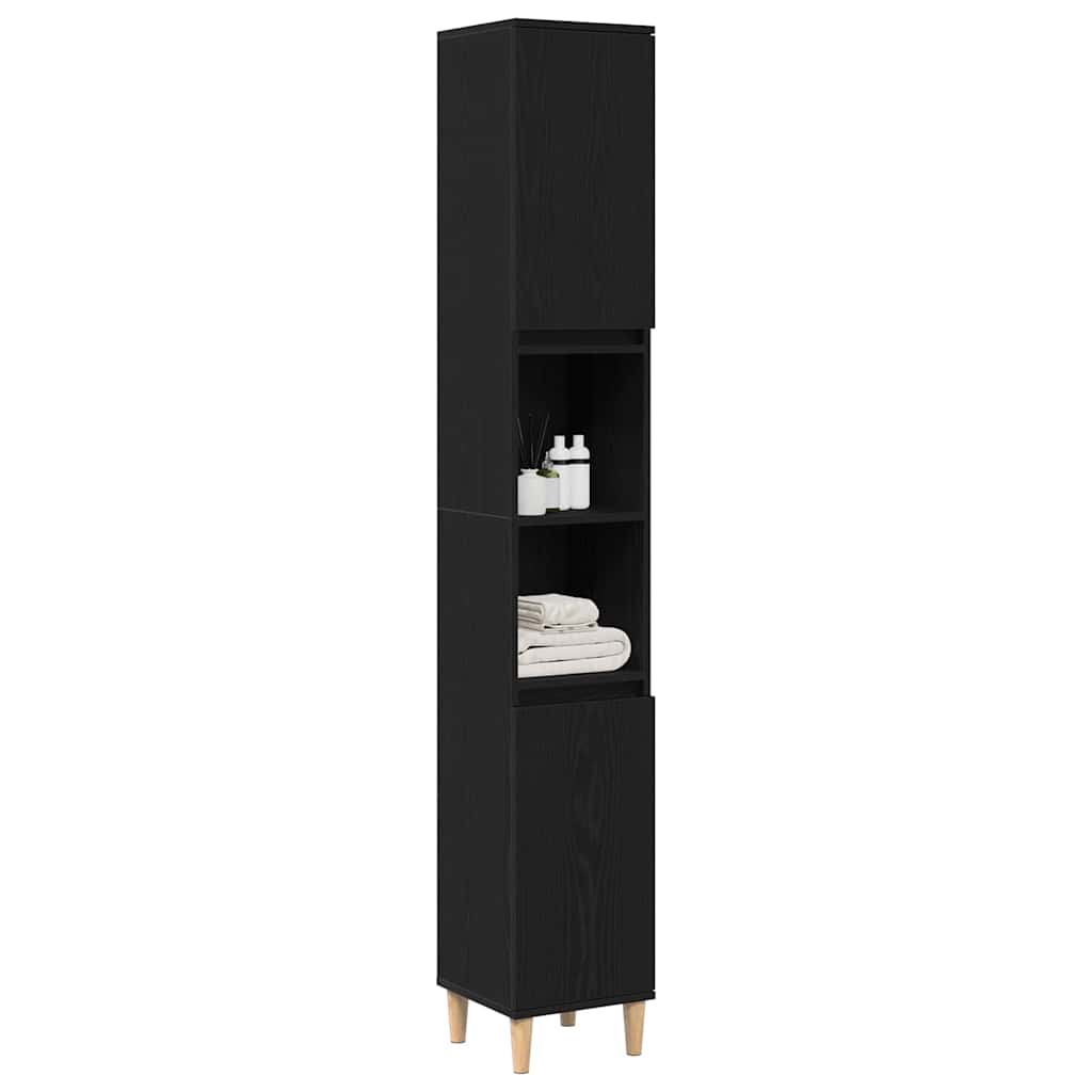 Mobile da Bagno Rovere Nero 30 x 30 x 190 cm Legno multistrato