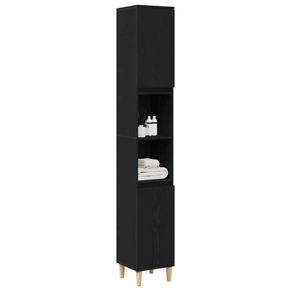 Mobile da Bagno Rovere Nero 30 x 30 x 190 cm Legno multistrato