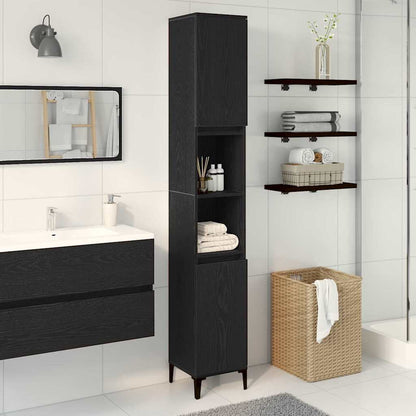 Mobile da Bagno Rovere Nero 30 x 30 x 190 cm Legno multistrato