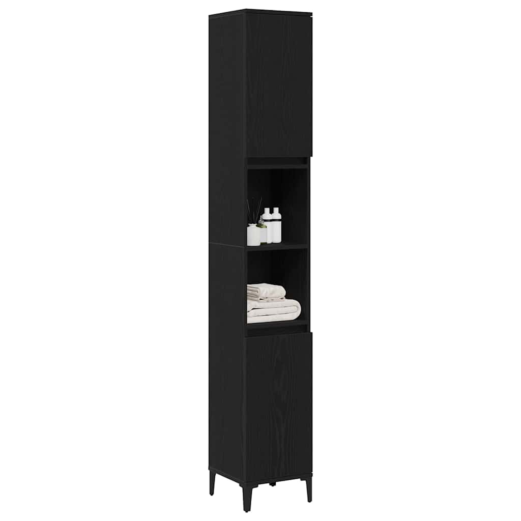 Mobile da Bagno Rovere Nero 30 x 30 x 190 cm Legno multistrato