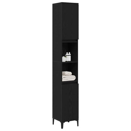 Mobile da Bagno Rovere Nero 30 x 30 x 190 cm Legno multistrato