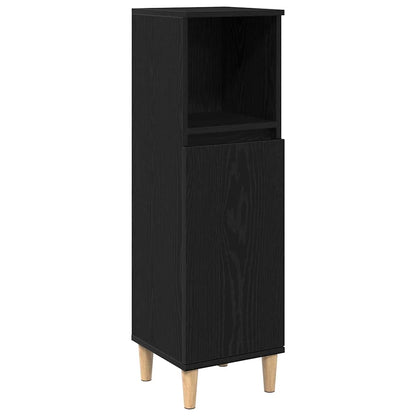 Mobiletto da Bagno con lo scaffale Rovere Nero 30 x 30 x 100 cm