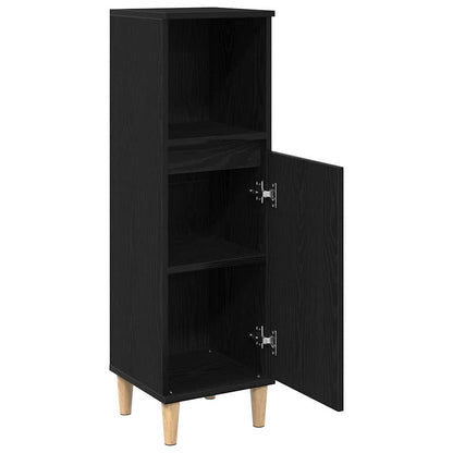 Mobiletto da Bagno con lo scaffale Rovere Nero 30 x 30 x 100 cm