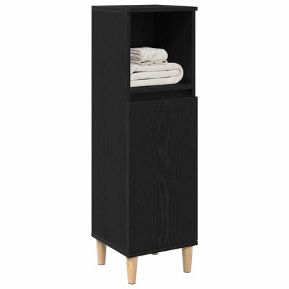 Mobiletto da Bagno con lo scaffale Rovere Nero 30 x 30 x 100 cm
