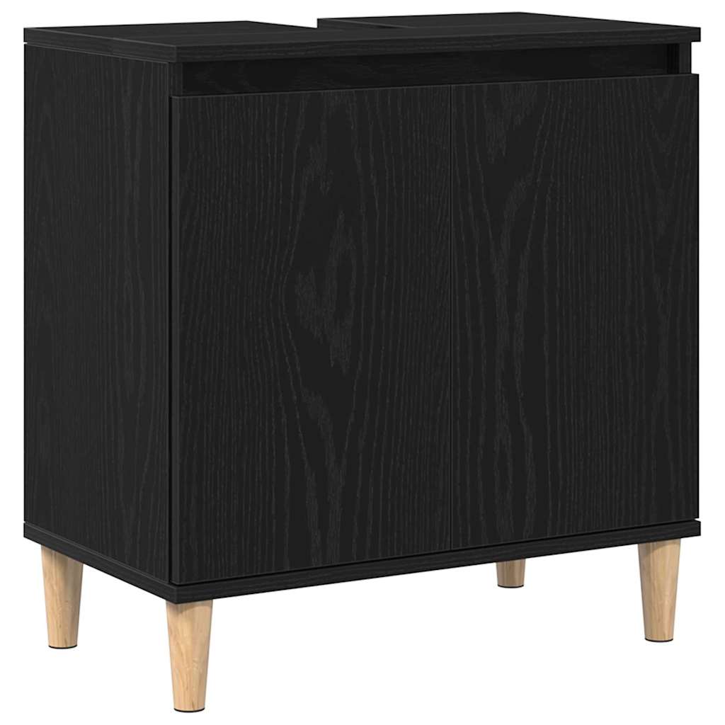 Armadio per Lavabo da Bagno Rovere Nero 58 x 33 x 60 cm