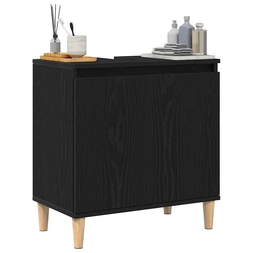 Armadio per Lavabo da Bagno Rovere Nero 58 x 33 x 60 cm