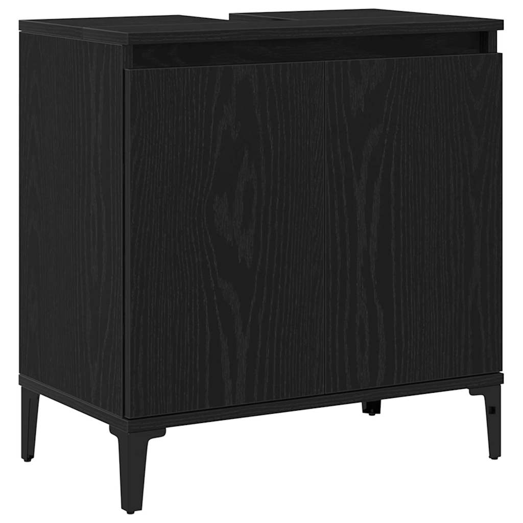 Armadio per Lavabo da Bagno Rovere Nero 58 x 33 x 60 cm