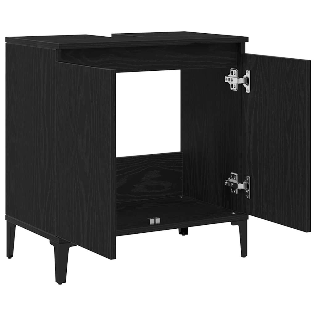 Armadio per Lavabo da Bagno Rovere Nero 58 x 33 x 60 cm
