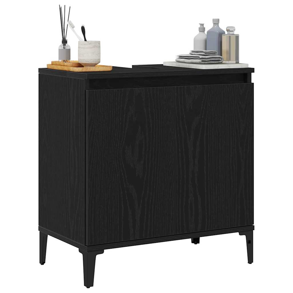 Armadio per Lavabo da Bagno Rovere Nero 58 x 33 x 60 cm