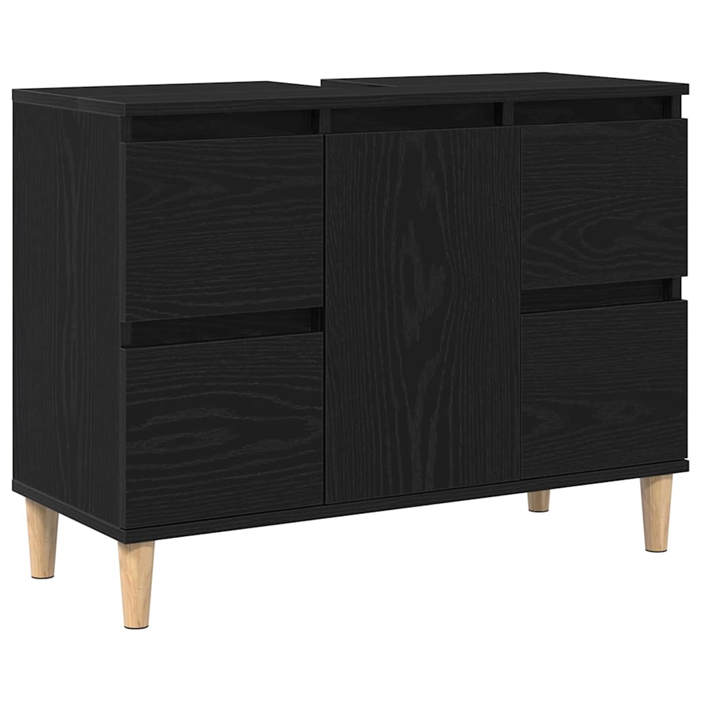 Armadio per Lavabo da Bagno Rovere Nero 80 x 33 x 60 cm
