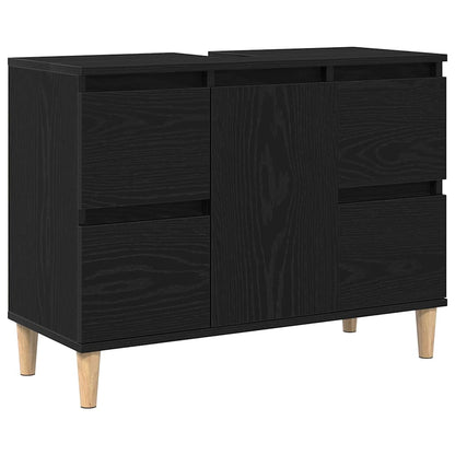 Armadio per Lavabo da Bagno Rovere Nero 80 x 33 x 60 cm