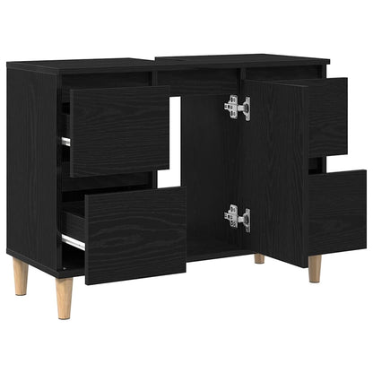 Armadio per Lavabo da Bagno Rovere Nero 80 x 33 x 60 cm
