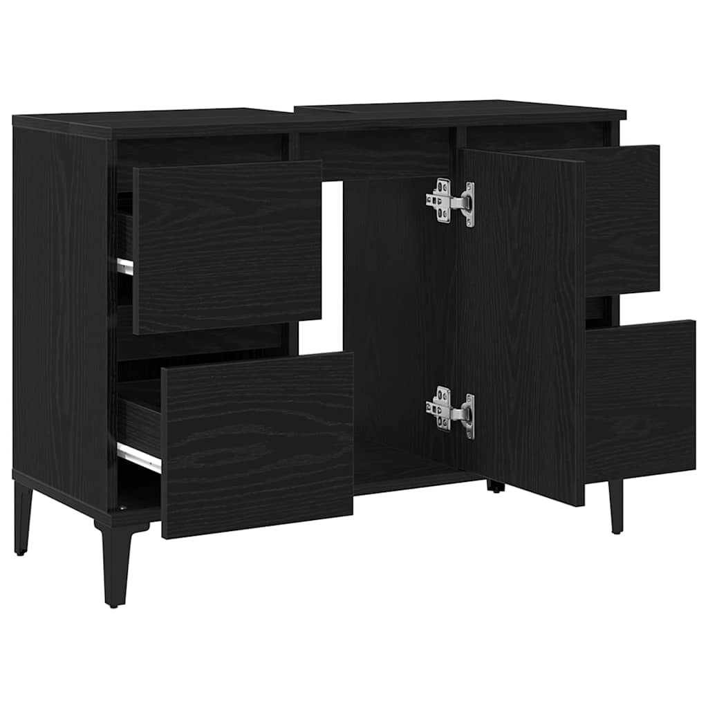 Armadio per Lavabo da Bagno Rovere Nero 80 x 33 x 60 cm