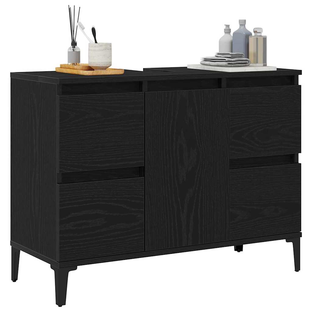 Armadio per Lavabo da Bagno Rovere Nero 80 x 33 x 60 cm