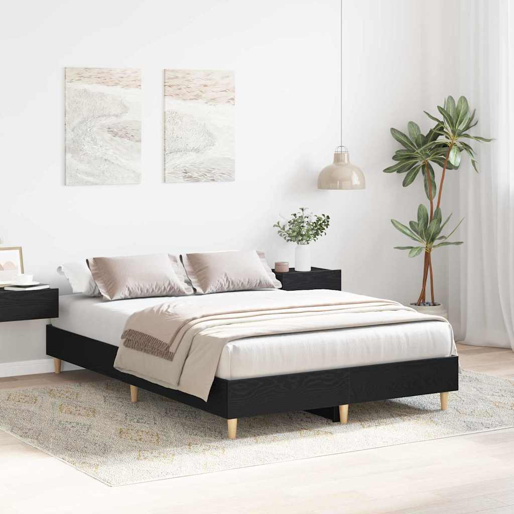 Struttura del letto Rovere Nero 193 x 143 x 25 cm