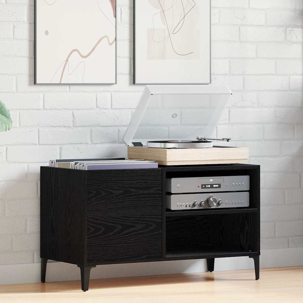 Mobile porta vinili Rovere Nero 84,5 x 38 x 48 cm