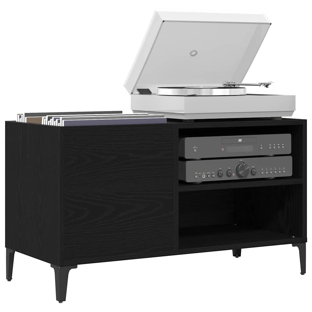Mobile porta vinili Rovere nero 84,5 x 38 x 48 cm