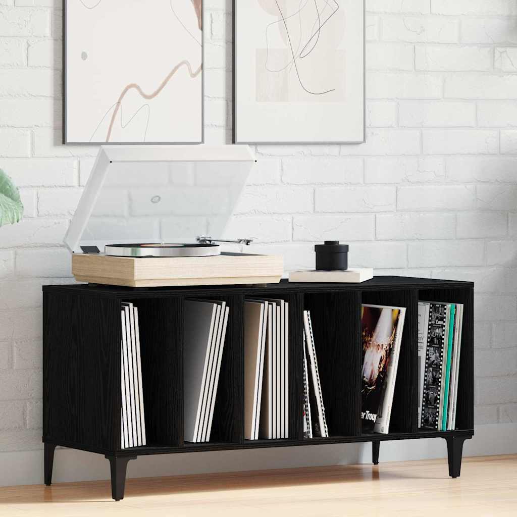 Mobile porta vinili Rovere Nero 100 x 38 x 48 cm