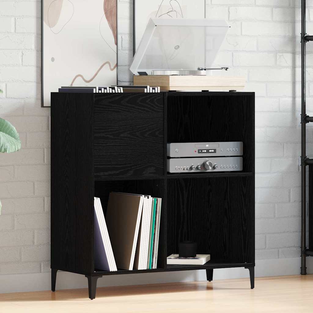 Mobile porta vinili Rovere Nero 84,5 x 38 x 89 cm