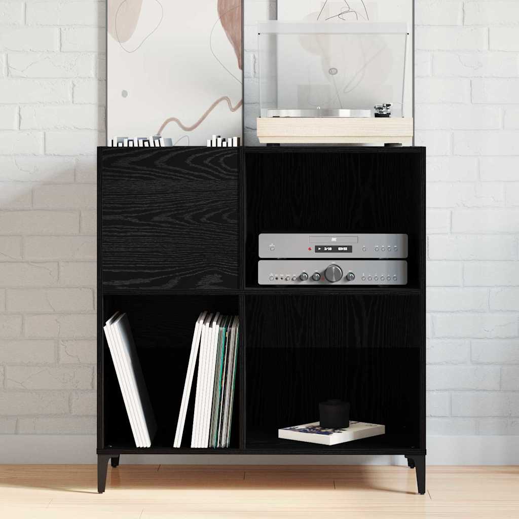 Mobile porta vinili Rovere Nero 84,5 x 38 x 89 cm