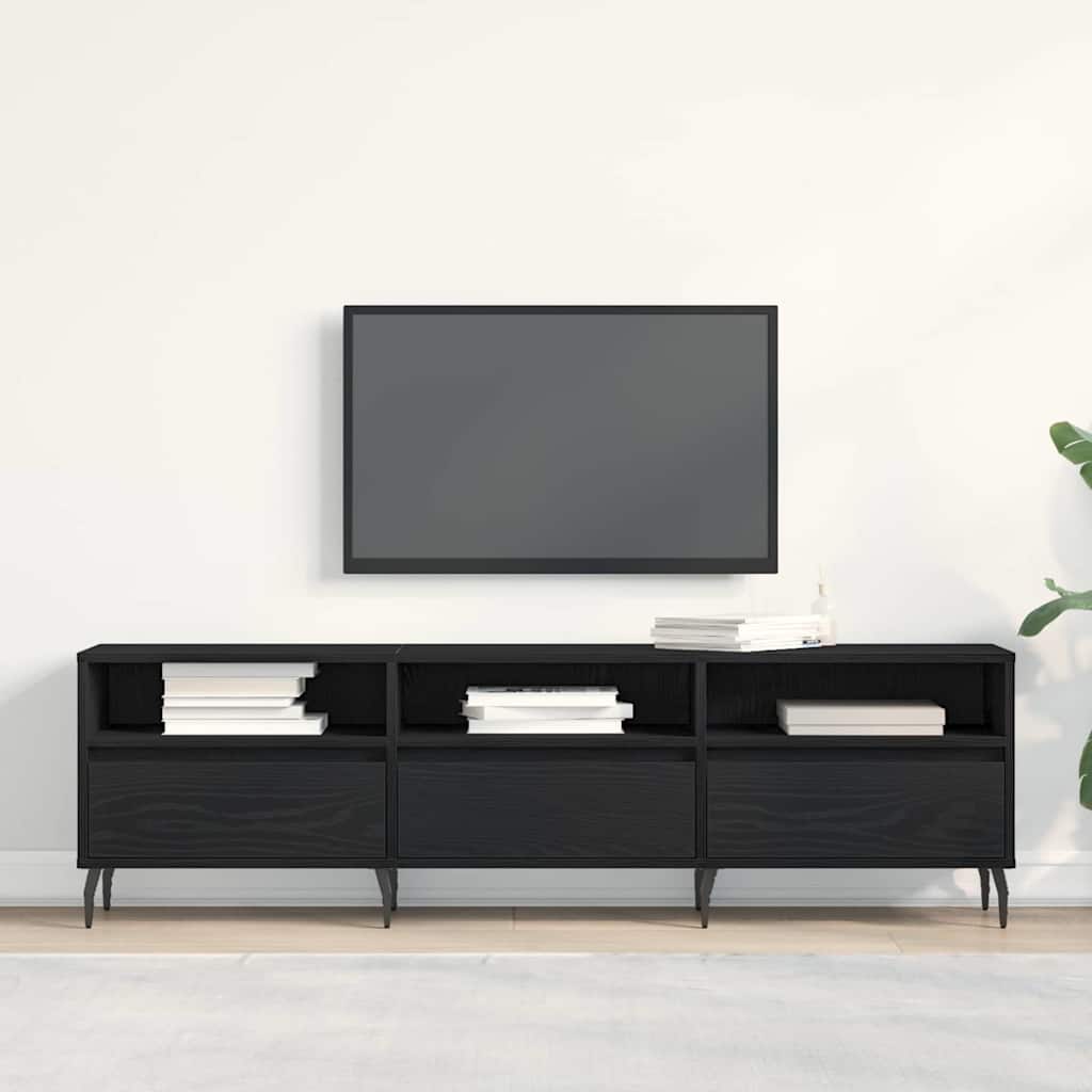 Mobile TV Rovere nero 150 x 30 x 44,5 cm Legno multistrato