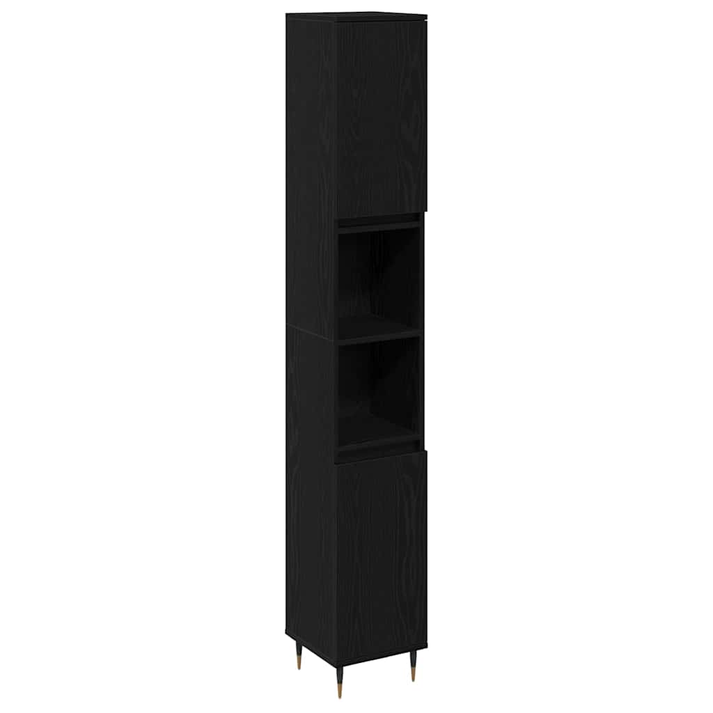 Mobile da Bagno Rovere Nero 30 x 30 x 190 cm Legno multistrato