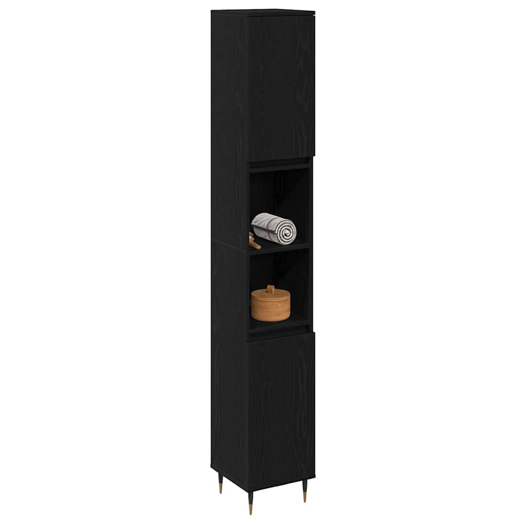 Mobile da Bagno Rovere Nero 30 x 30 x 190 cm Legno multistrato