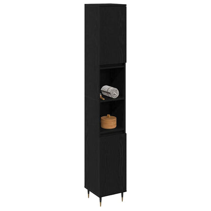 Mobile da Bagno Rovere Nero 30 x 30 x 190 cm Legno multistrato