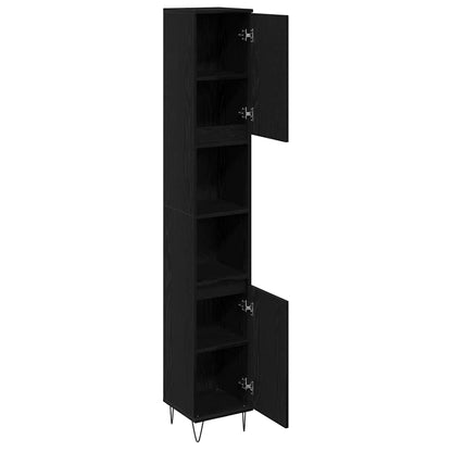 Mobile da Bagno Rovere Nero 30 x 30 x 190 cm Legno multistrato