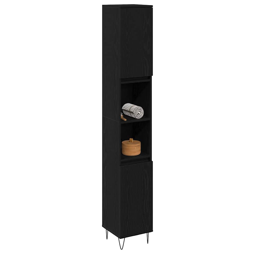 Mobile da Bagno Rovere Nero 30 x 30 x 190 cm Legno multistrato