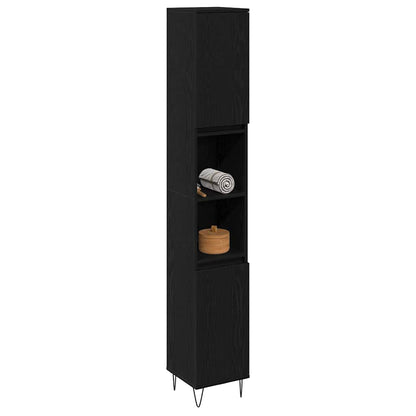 Mobile da Bagno Rovere Nero 30 x 30 x 190 cm Legno multistrato