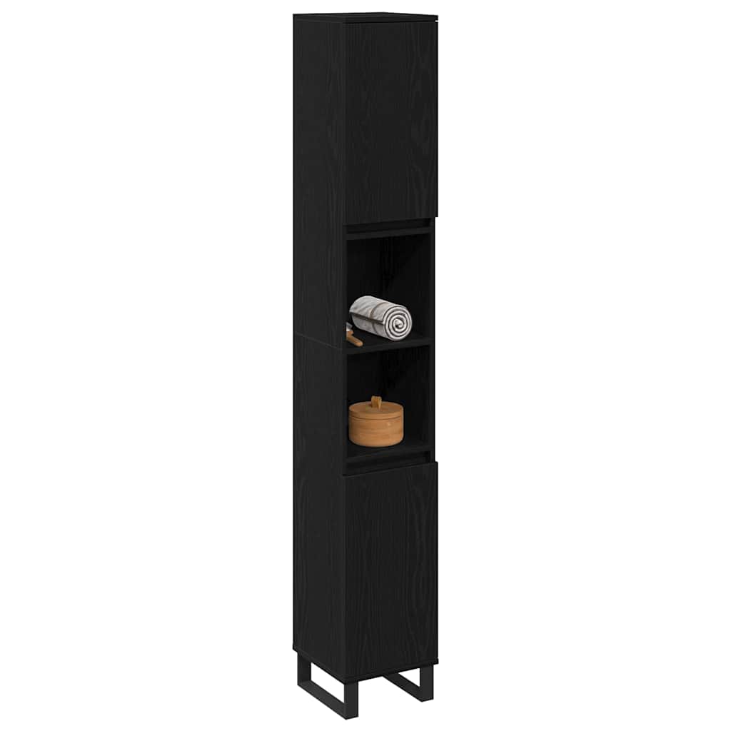 Mobile da Bagno Rovere Nero 30 x 30 x 190 cm Legno multistrato
