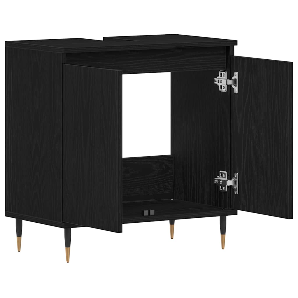 Armadio per Lavabo da Bagno Rovere Nero 58 x 33 x 60 cm