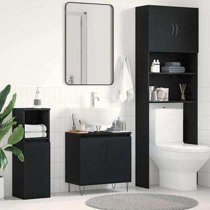 Armadio per Lavabo da Bagno Rovere Nero 58 x 33 x 60 cm