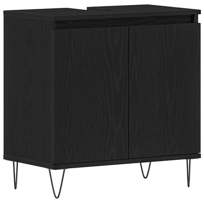 Armadio per Lavabo da Bagno Rovere Nero 58 x 33 x 60 cm