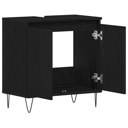 Armadio per Lavabo da Bagno Rovere Nero 58 x 33 x 60 cm
