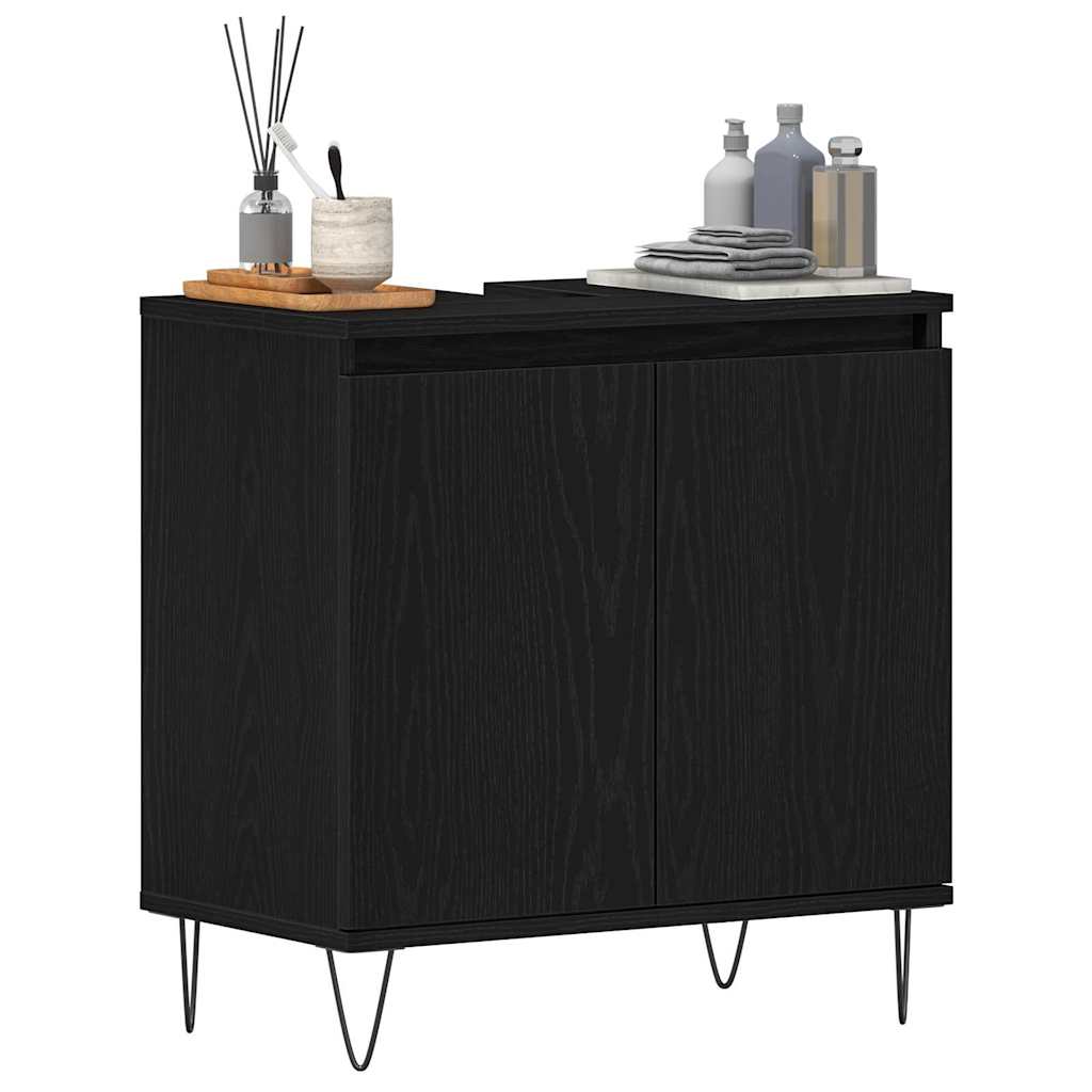 Armadio per Lavabo da Bagno Rovere Nero 58 x 33 x 60 cm
