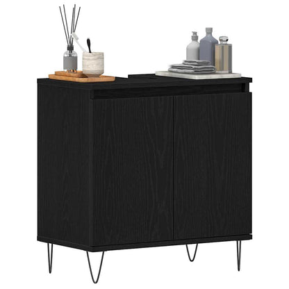 Armadio per Lavabo da Bagno Rovere Nero 58 x 33 x 60 cm
