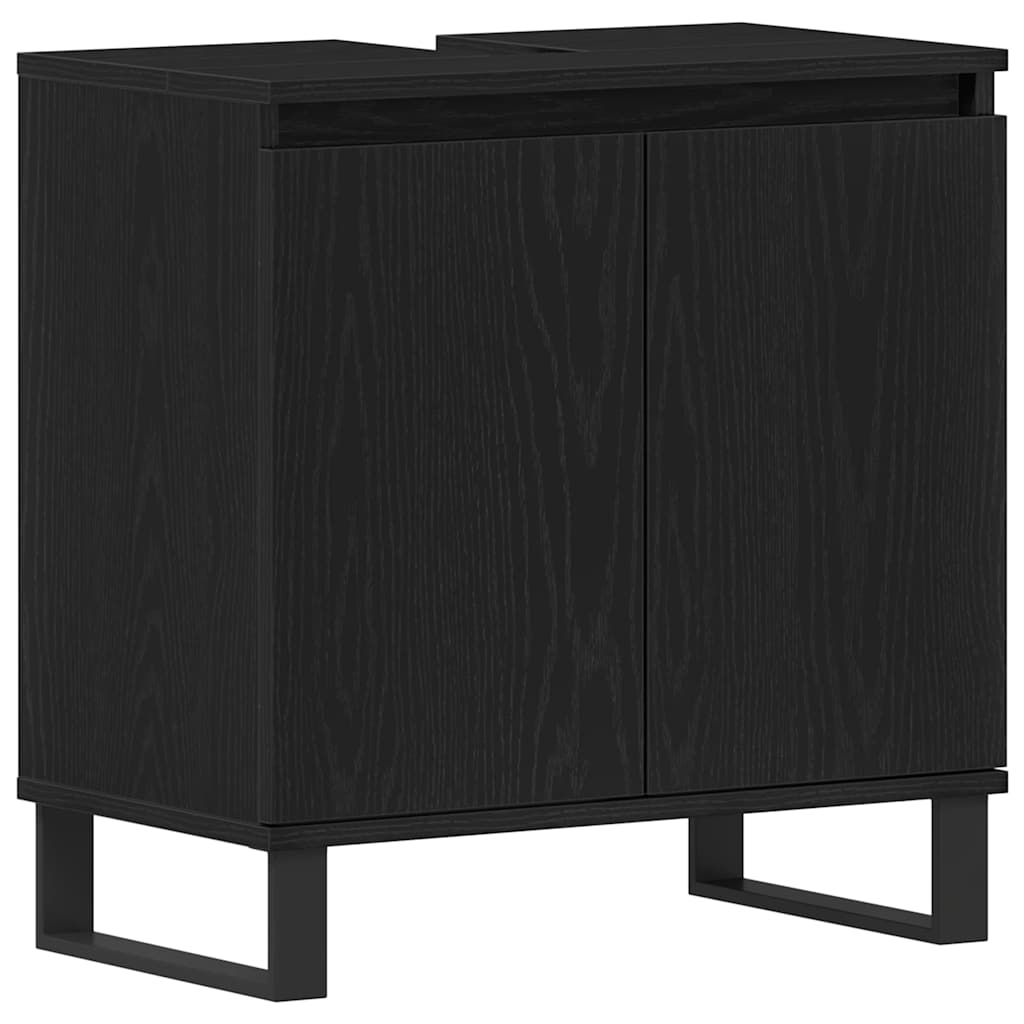 Armadio per Lavabo da Bagno Rovere Nero 58 x 33 x 60 cm