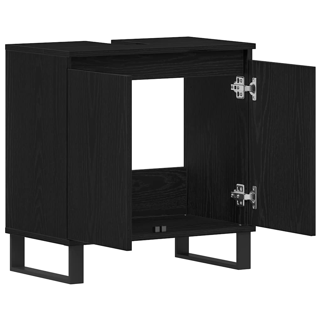 Armadio per Lavabo da Bagno Rovere Nero 58 x 33 x 60 cm