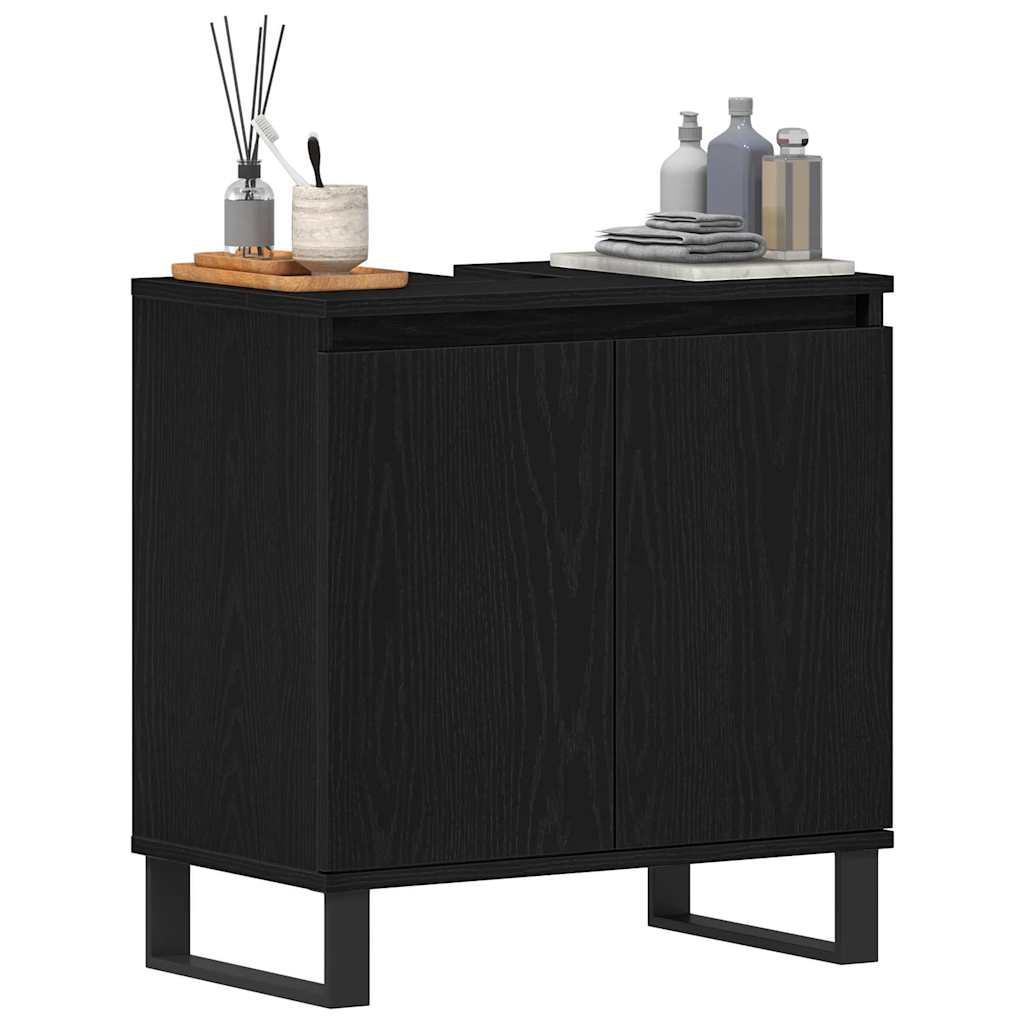 Armadio per Lavabo da Bagno Rovere Nero 58 x 33 x 60 cm