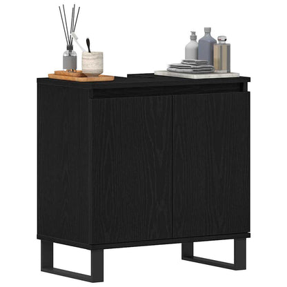 Armadio per Lavabo da Bagno Rovere Nero 58 x 33 x 60 cm