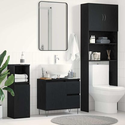 Armadio per Lavabo da Bagno Rovere Nero 65 x 33 x 60 cm