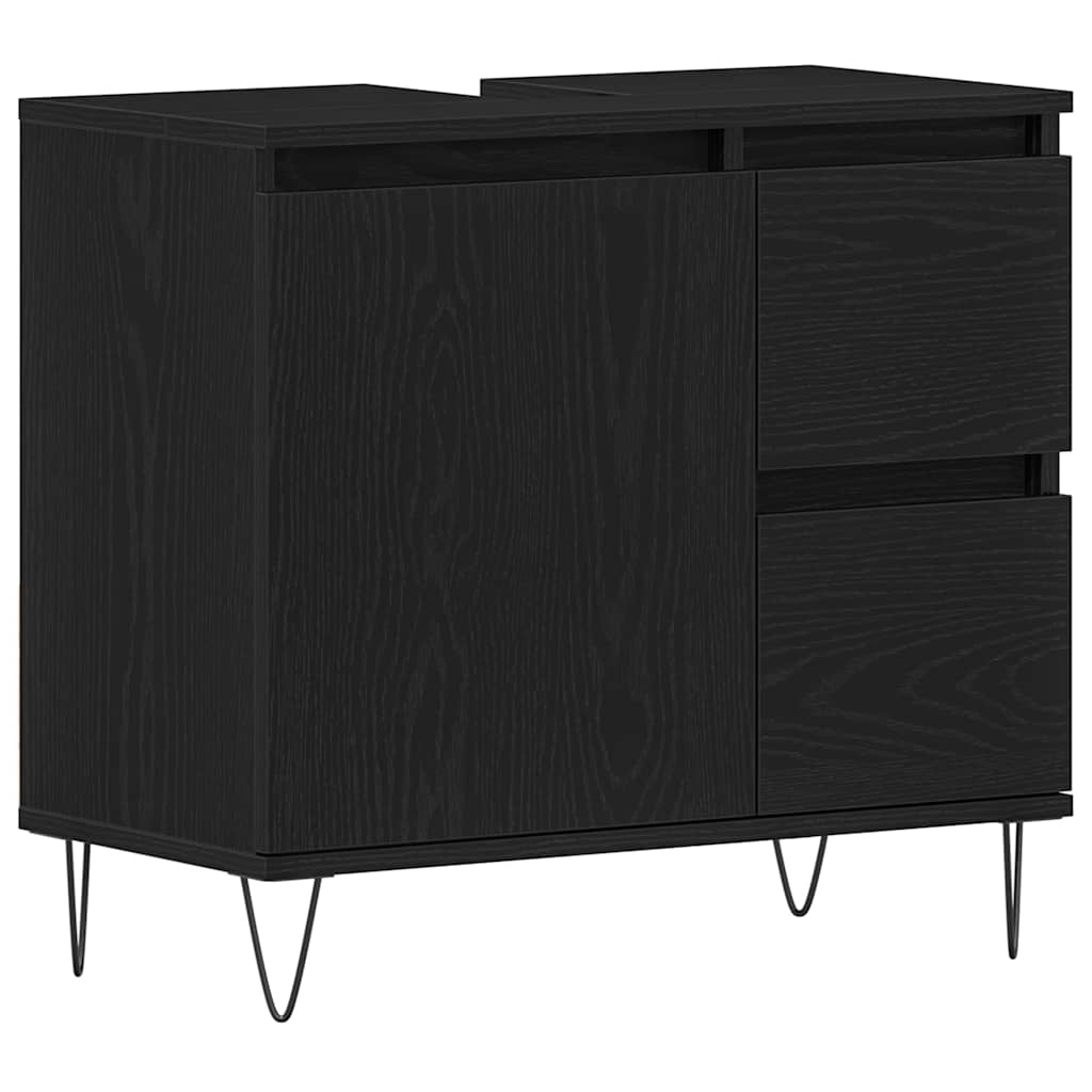 Armadio per Lavabo da Bagno Rovere Nero 65 x 33 x 60 cm