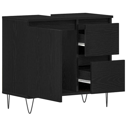 Armadio per Lavabo da Bagno Rovere Nero 65 x 33 x 60 cm