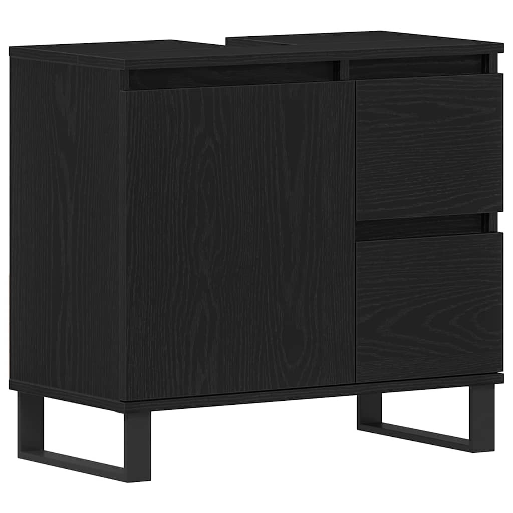 Armadio per Lavabo da Bagno Rovere Nero 65 x 33 x 60 cm