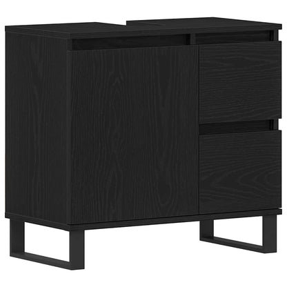 Armadio per Lavabo da Bagno Rovere Nero 65 x 33 x 60 cm