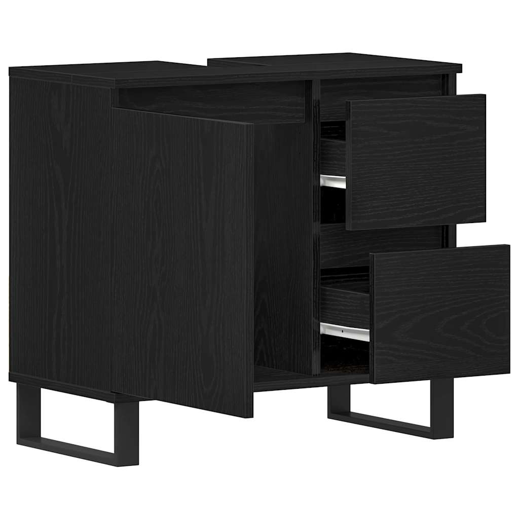 Armadio per Lavabo da Bagno Rovere Nero 65 x 33 x 60 cm