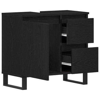 Armadio per Lavabo da Bagno Rovere Nero 65 x 33 x 60 cm