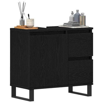 Armadio per Lavabo da Bagno Rovere Nero 65 x 33 x 60 cm